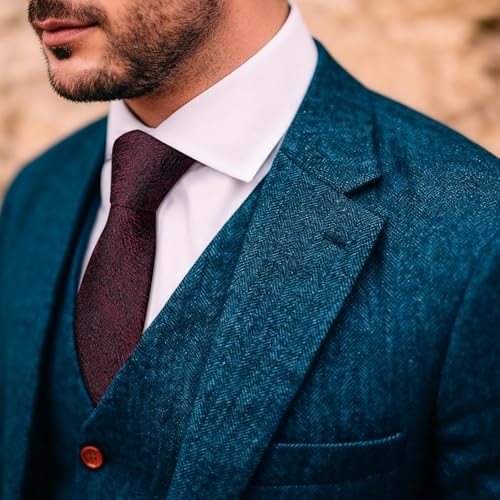 Image of Barry.Wang Skinny Ties for Men Cashmere Wool Blend Necktie with Tie Clip