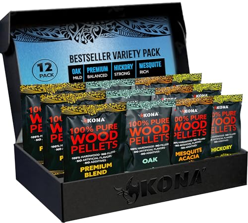 Kona Wood Pellets Intended for Ninja Woodfire Grill, 12 Stay-Fresh Smoke Pods (4 Flavors) - Sealed Single-Use Pouches for No-Mess Smoking Sessions