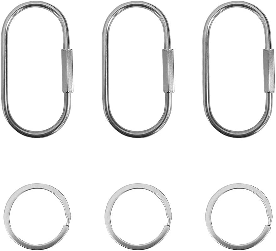 3 Pcs Carabiner Key Rings, Screw Lock Keychain Clips
