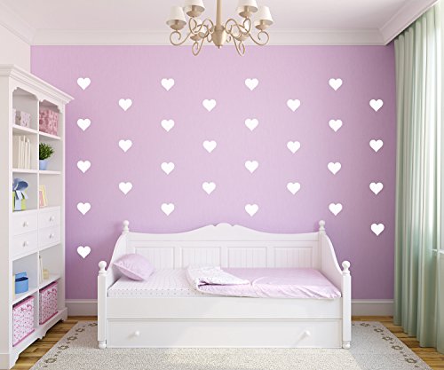 Set Of 96 Pieces 2" Heart Wall Decor Sticker Diy Children's Wall Decor Decals Removable Vinyl Kids Room Baby Boys Grils Bedroom Wall Sticker Yyu-19 (White) #TOP2