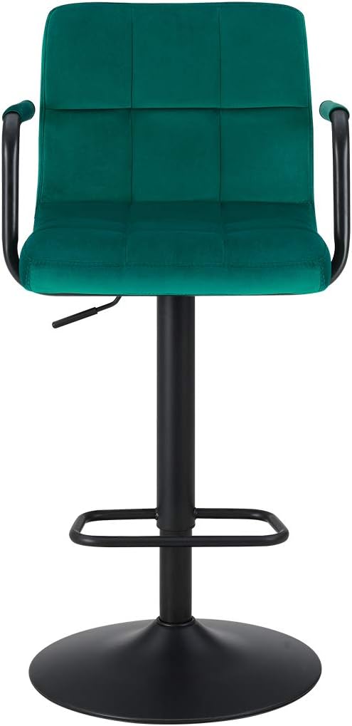 Duhome 451k Bar Stools Set of 2 Velvet and Tech Fabric (Atrovirens with arms) : Home & Kitchen