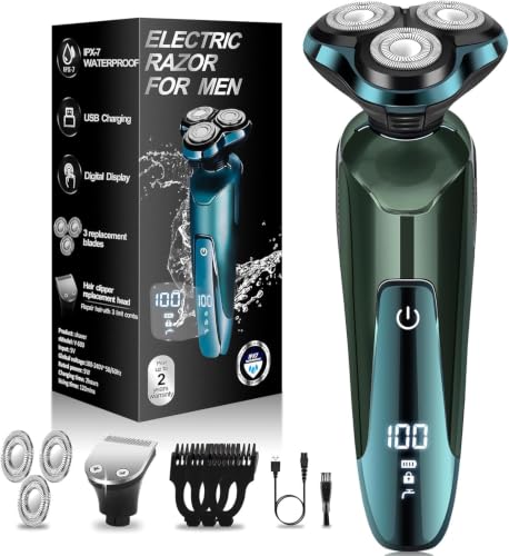 Image of Electric Razor for Men, 3-in-1 Shaver with Floating Blades for Nose Hair &Sideburns,Replacement Blades, Pop-up Trimmer, IPX7 Waterproof, Travel Lock, Wet & Dry Use, Face Shaving Grooming Travel Kit