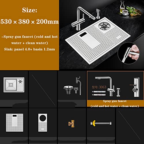 Stainless Steel Bar Sink with Glass Rinser, 21 Inch, Kitchen, Cafe, Bar Prep Sink