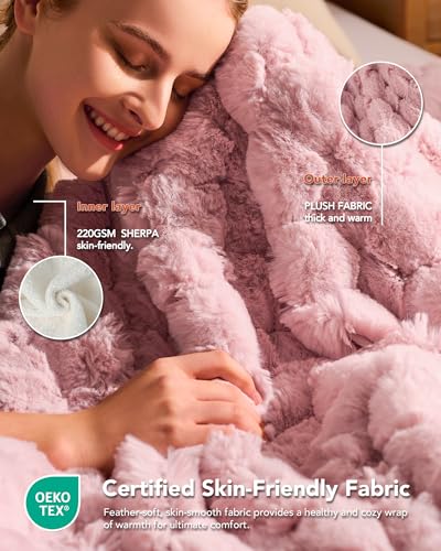 Image of Homemate Electric Heated Throw Blanket - 50 inchx60 inch Luxury Faux Fur Heating Bed Blankets with 10 Heating Levels 8 Hours Auto Off Fast Heating Over-Heated Protection Ultra Soft Warm Flannel ETL Certified