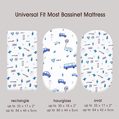 Phf Soft Bassinet Sheet Set, 2 Pack Silky Comfy Breathable Polyester Cradle Sheets For Baby Boys Girls, Univeral Fit For Most Cradle And Bassinet Mattress, Cars #TOP5