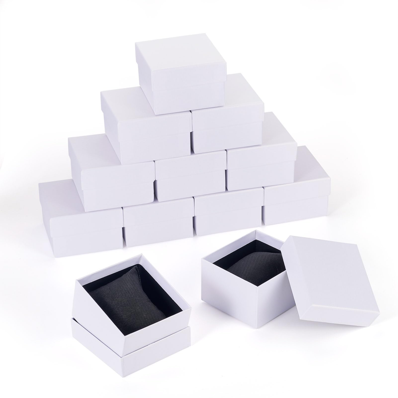 Craftdady 12pcs Gift Box Cardboard Jewelry Box with Pillow Rectangle Jewellery Packaging Storage Boxes for Watches Bangle Bracelet Necklace Display,White