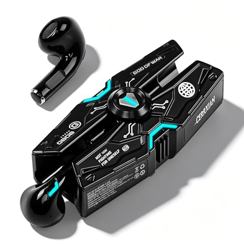 Image of CERRXIAN Earbuds,Red Earbuds with Charging Case LED, High-Fidelity Stereo for iOS /Android,Gaming /Running /Fitness /Work (Black)