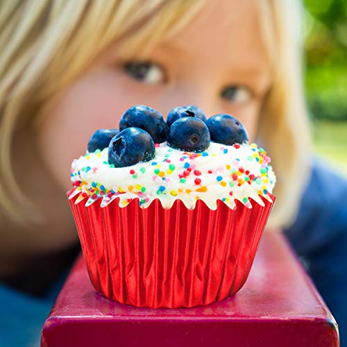 Image of Sumind 400 Pcs Mini Foil Cupcake Liners Holiday Baking Cups,Red