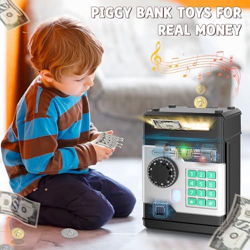 Nafeiv Piggy Bank, Automatic Electronic Piggy Bank For Kids Boys Girls With Password And Fingerprint Unlocking Simulation thumb #2