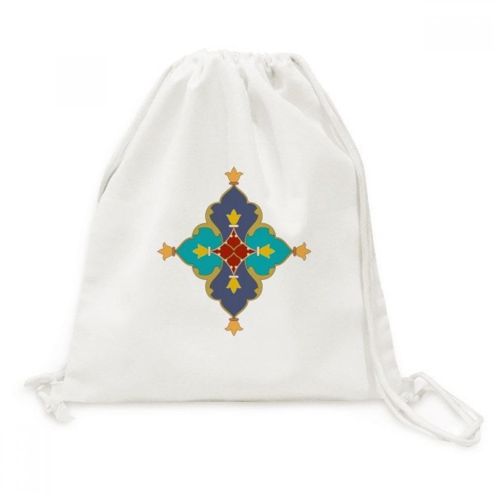 Fleur feuille motif parallèle toile drawstring backpack pour voyage