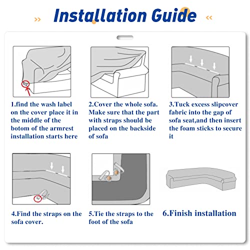 Aliecom Velvet Corner Sectional Couch Covers L Shaped Sofa Cover For Dogs Stretchable Elastic U Shape Couch Slipcover For Living Room Anti Slip Pet Friendly Furniture Protector (Dark Gray, Large) #TOP5