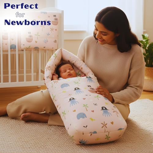 Image of Toddylon Baby Essentials for Newborn Kit 52 in 1 Cotton Combo | New Born Infant Essentials Kit 0-6 Months | Infants Combo Set with Mattress, Clothes & Hospital Kit (Pink)