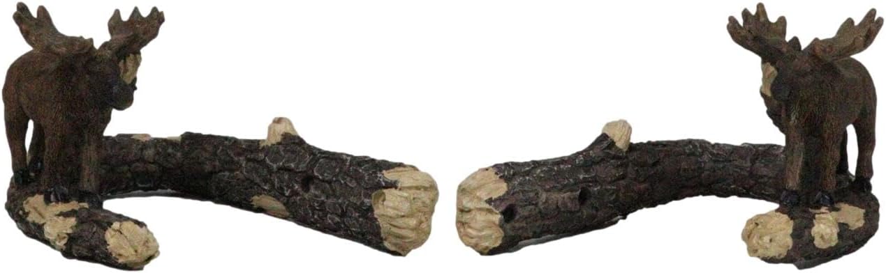 Ebros Gift Set of 2 Rustic Western Bull Moose On Tree Branch Drapery Curtain Holdback Or Tie Back Sculptures Wildlife Deer Woodlands Decor Cabin Lodge Window Treatment Accessory