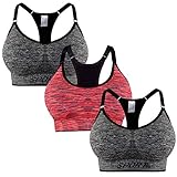 Libella 3er Pack Damen Bustier Bralette Sport BH Wohlfühl-BH Sportliche Comfort BH Gepolsterter Push UP Stützfunktion verstellbare Träger Ohne Bügel Yoga Fitness 3714 Dunkelgrau Dunkelgrau Orange SM