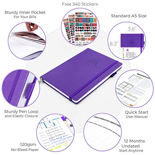 Clever Fox Budget Planner - Expense Tracker Notebook. Monthly Budgeting Journal, Finance Planner & Accounts Book to Take Control of Your Money. Undated - Start Anytime. A5 Size Purple Hardcover