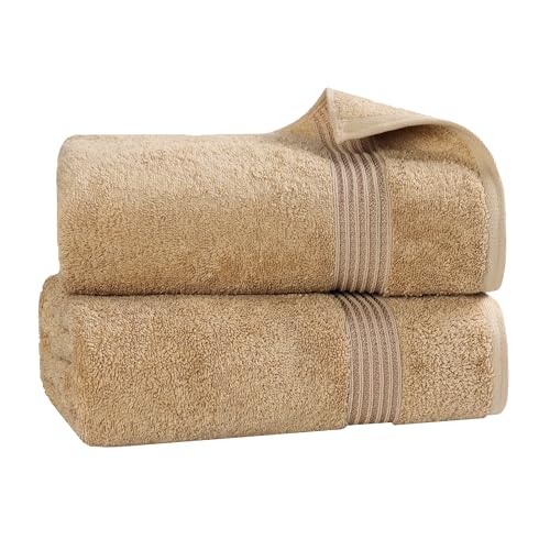 Superior Egyptian Cotton 2-Piece Bath Sheet Towel Set, Oversized Body Towels For Adults And Kids, Large Towel For Bath, Shower, Guest Bathroom, Spa, Gym, Resort, Essentials, Airbnb, Toast