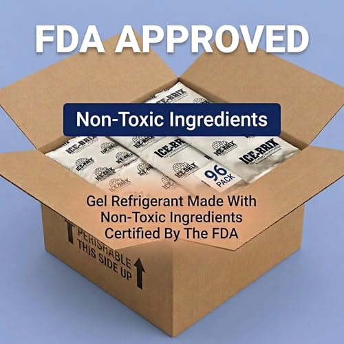 Image of ICE-BRIX Reusable Gel Ice Packs for Shipping, 5 x 2.75 x 0.75 in, 3 oz White (96 Pack) - Compact Cold Packs for GLP-1 Medication Mailers, Lunch Boxes, Small Coolers, Frozen Food & Perishables