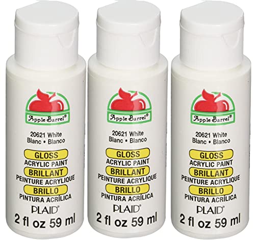 Plaid Apple Barrel Acrylic Paint Gloss White 2 Oz. ( 3-Pack Bundle ) #TOP5