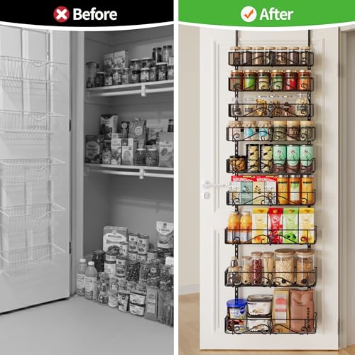 NQW 9-Tier Over Door Storage Rack, Heavy Duty Metal Hanging Organizer for Kitchen, Black - image 7