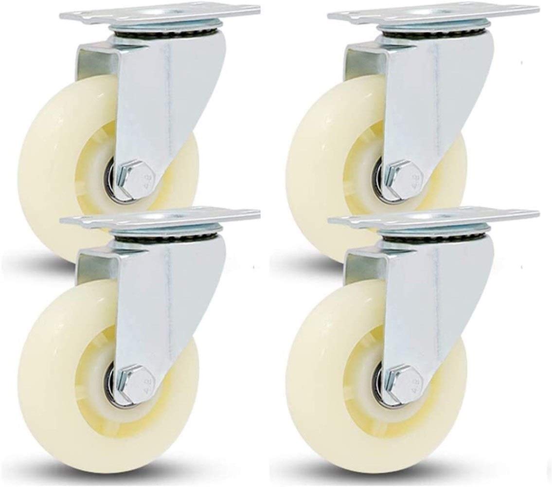 Roulettes pivotantes en caoutchouc avec platine et frein double