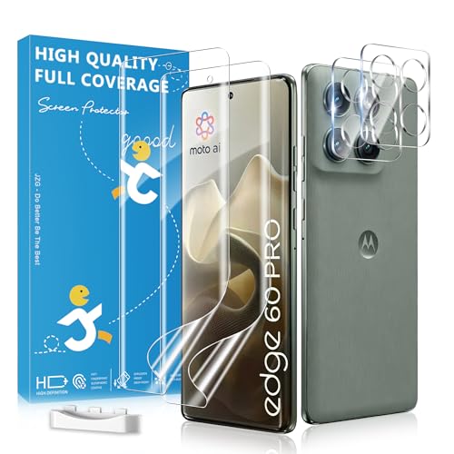 JavoYion 2+2 Stück Für Motorola Edge 60 Pro Schutzfolie [Nicht-Glas] 2 Displayschutz + 2 Kameraschutz Fingerabdruck-ID unterstützen Selbstheilung Anti-Kratzer HD Klar