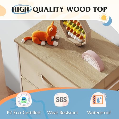 Image of WLIVE Dresser with 4 Drawers, Storage Tower, Organizer Unit, Fabric Dresser for Bedroom, Hallway, Entryway, Closets, Sturdy Steel Frame, Wood Top, Easy Pull Handle, Cream White