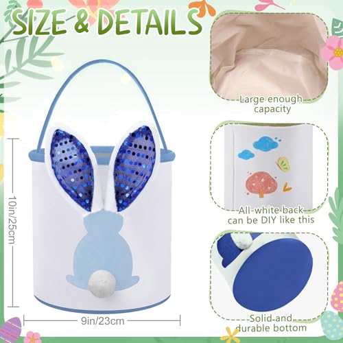 Image of Honeydak 6 Pcs Easter Bunny Basket for Kids Paillette Ear Tote Bag Color 1