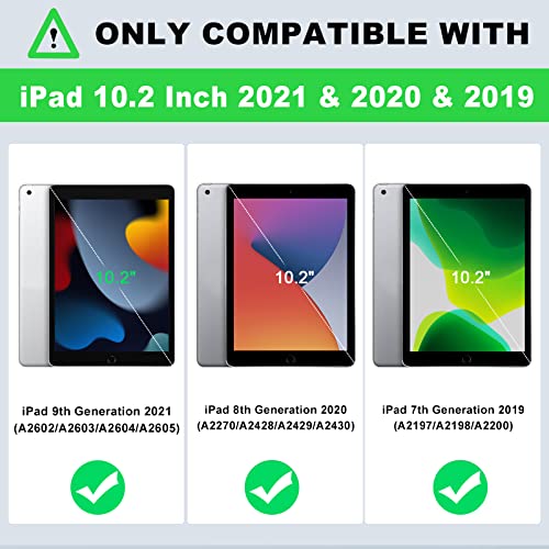 Image of TIMISM Case for iPad 9th /8th /7th Gen (2021 /2020 /2019), Black+Green | Built-in Stand, Heavy Duty Shockproof Rugged Protective iPad 10.2 inch Cover