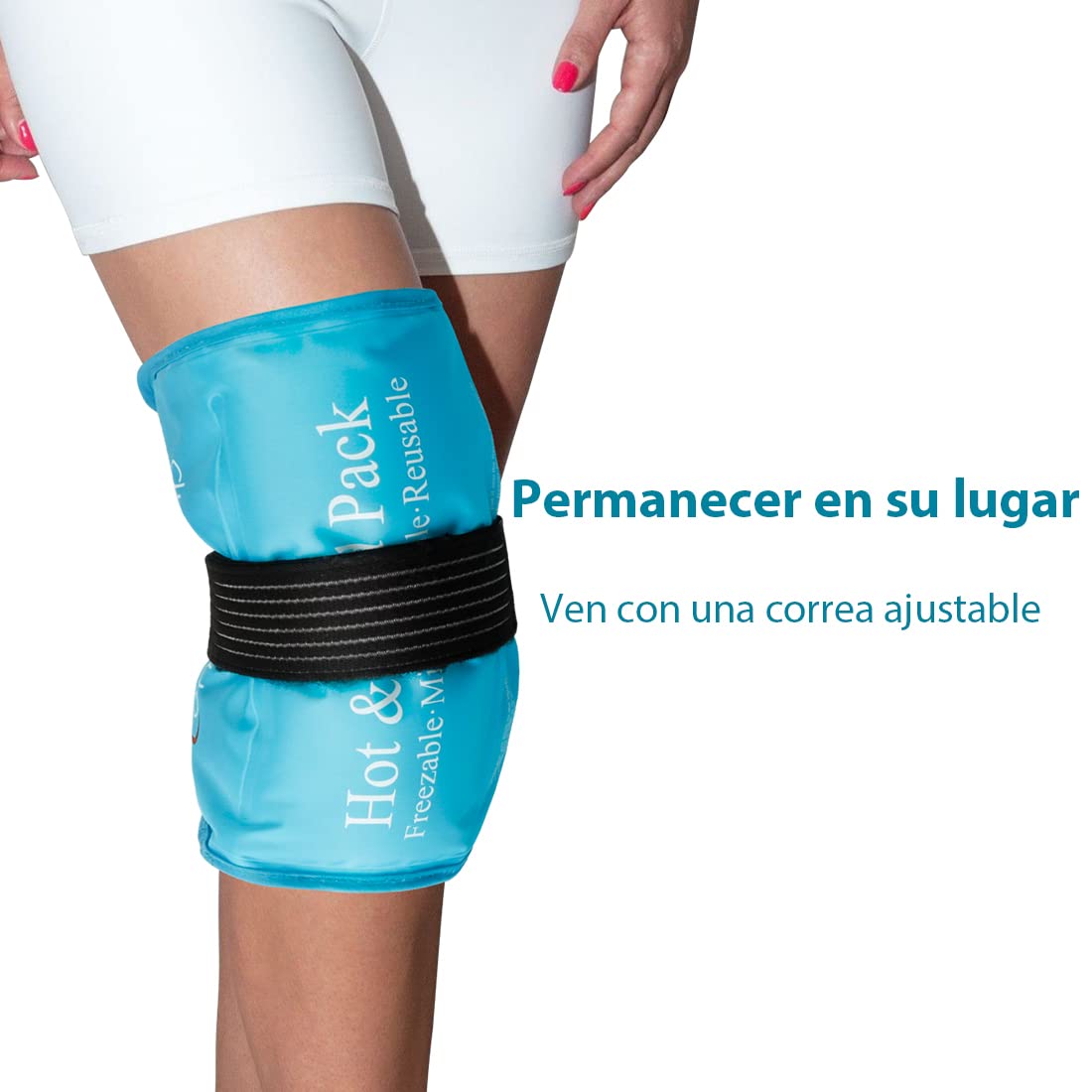 Comfytemp Bolsas Gel Frio Reutilizables con Correas, 27 x 37 cm, Bolsa Hielo Grande para Hombros, Rodillas, Codos, Caderas, Espalda, Frío/Calor Compresas para Esguinces, Hinchazón y Contusiones Azul
