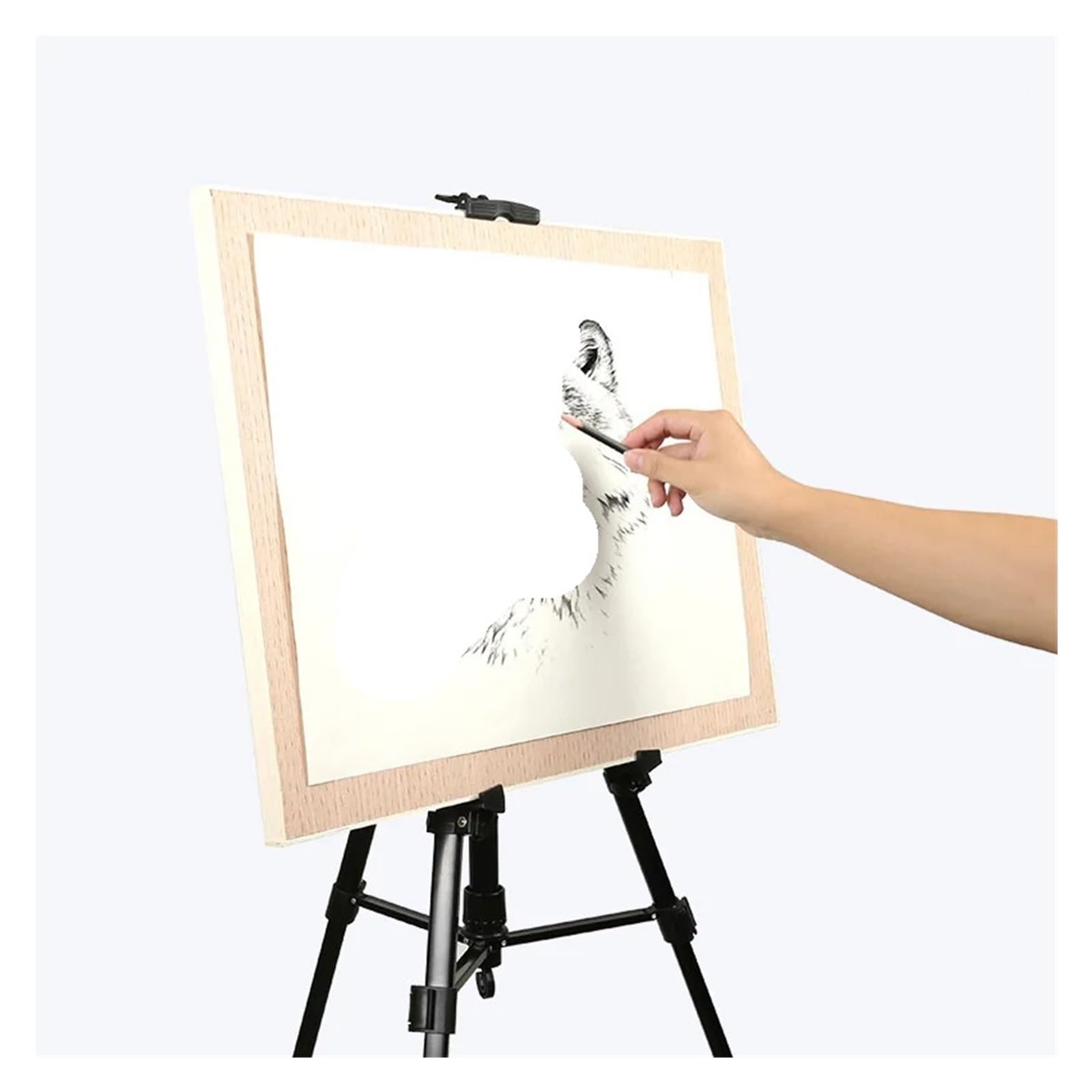 Supporto for cavalletto portatile for schizzi da viaggio pieghevole regolabile 50-150 cm for la pittura all'aperto(Silver With tray)