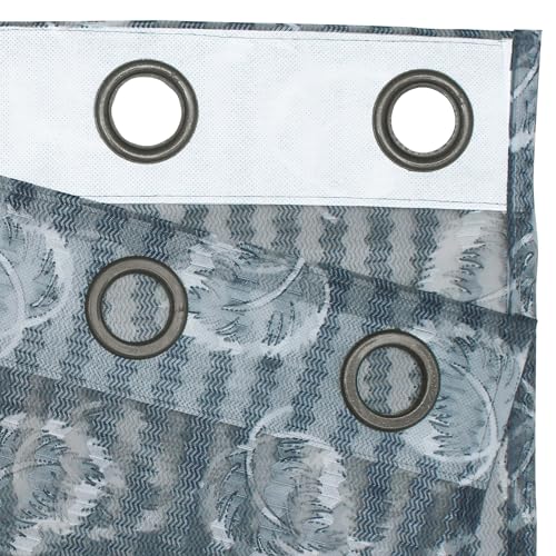 Image of Window Curtains 5 Feet Long Set of 1 | Leaf Design | Polyester | Light Filtering Curtains | Curtains for Living Room | 118 x 152 cm, Grey Color | Perfect for Home Decor