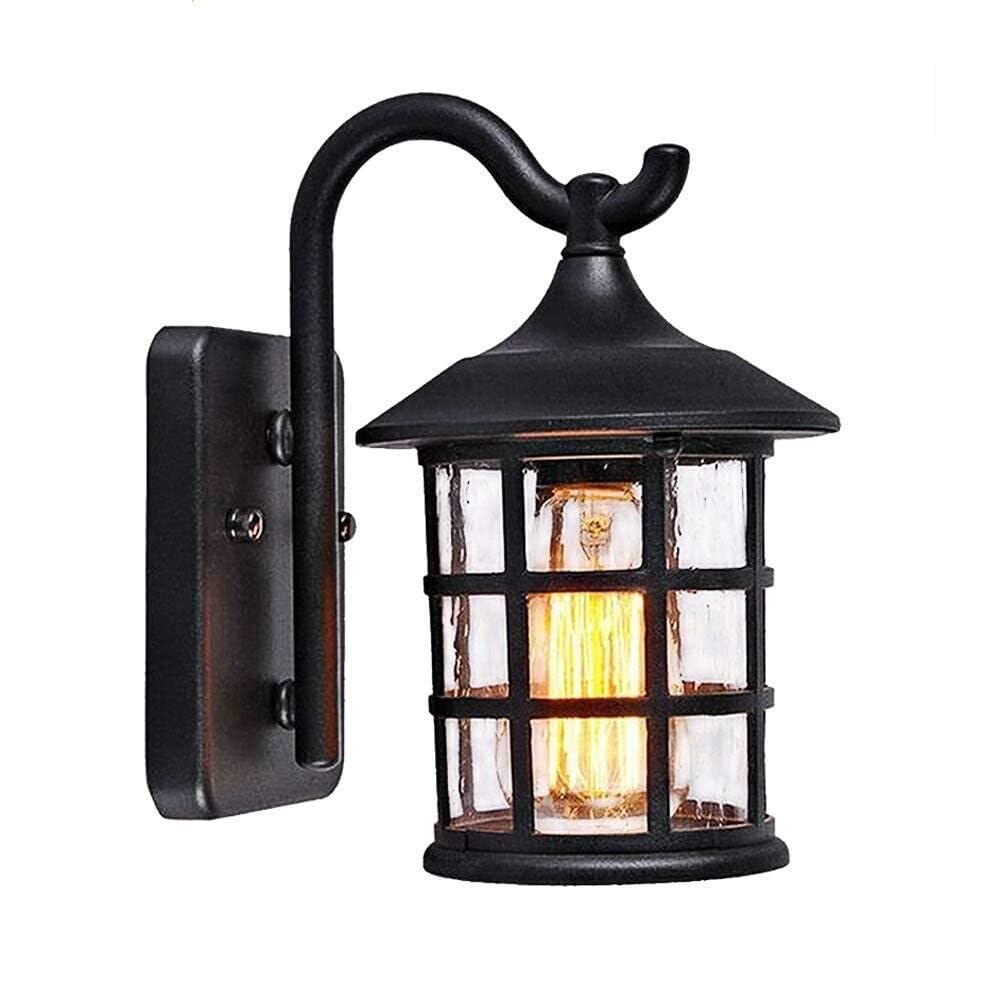 JYBNBBE Modern Square Outdoor Wall Sconce Light, Waterproof Aluminum Garden Lamp with E27 Bulb,Noir