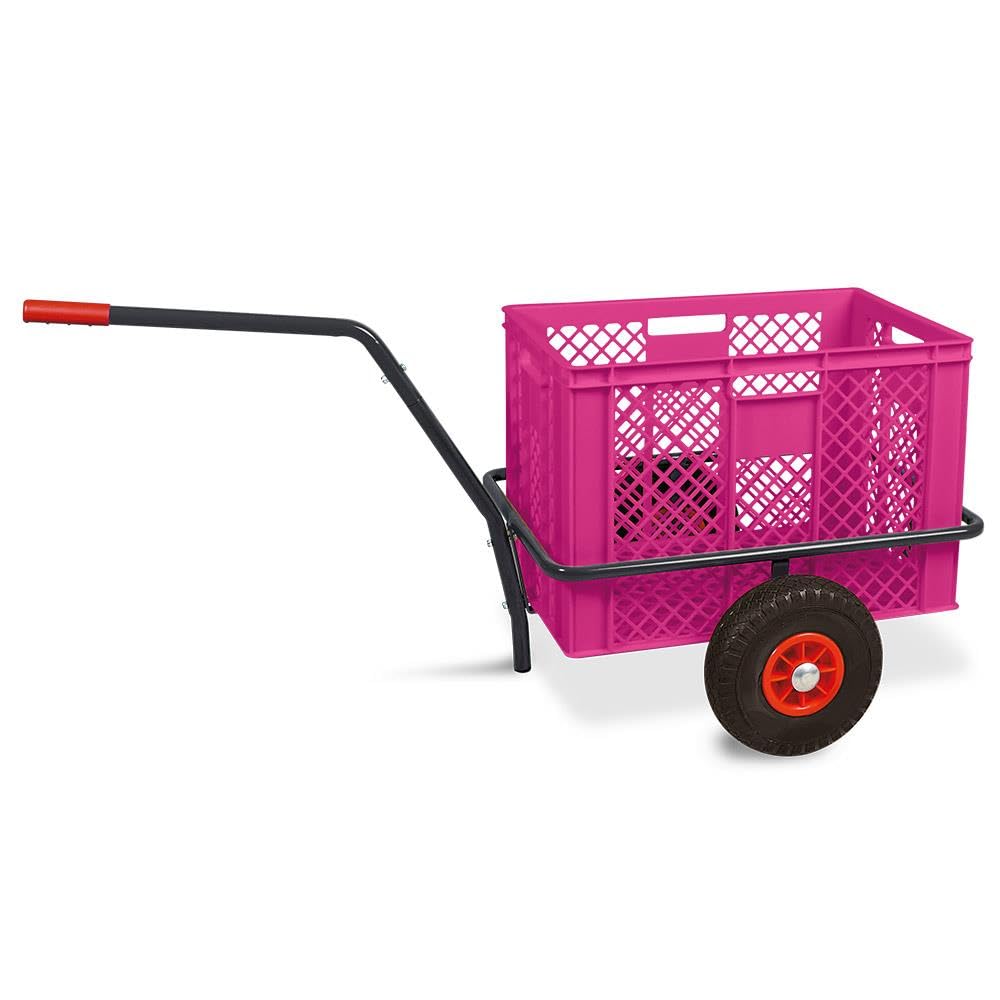 BRB Handwagen mit Kunststoffkorb H 410 mm, LxBxH 1250x640x660 mm, Tragkraft 200 kg (pink)