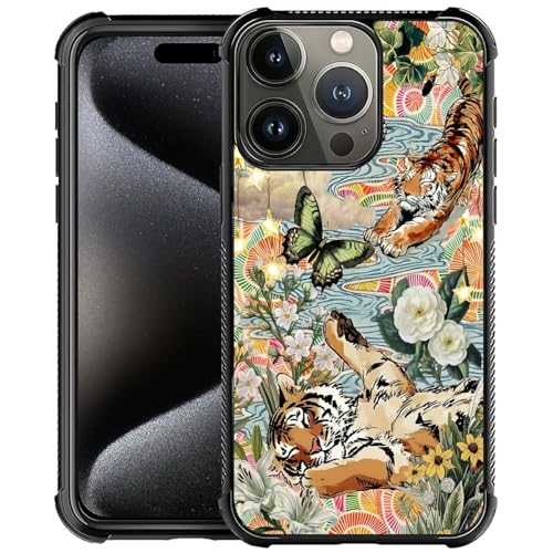 NONMY for iPhone 16 Pro Max Case,S TPU Bumper Hard PC Pattern Back Case Tiger Butterfly Collage