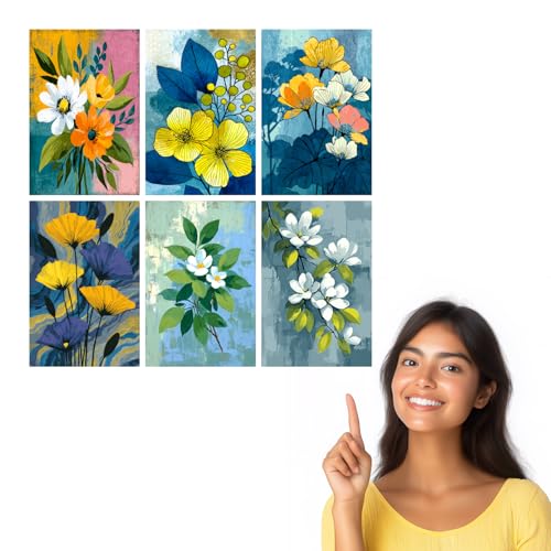 Image of SiddArtify Floral Wall Art Prints Set - Botanical Flower Poster Decor for Living Room Bedroom Office - 12x18 inch Board Pack of 6