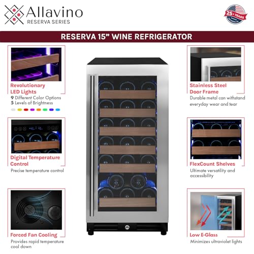Image of Allavino Reserva Series 30-Bottle Single Zone Built-in Wine Cooler Refrigerator