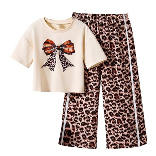 Conjunto de verano para niñas con top y pantalón largo de leopardo #49