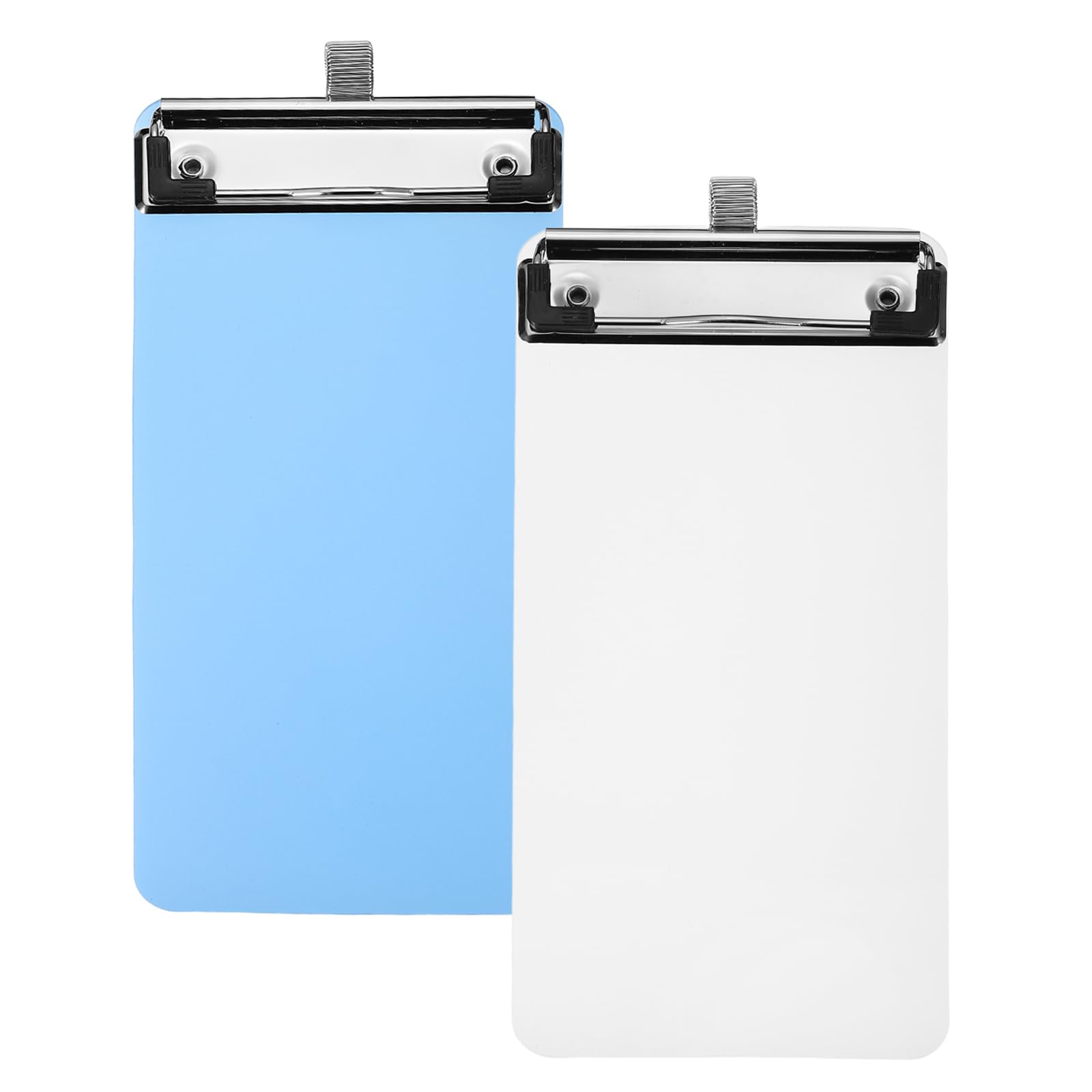 PATIKIL Mini Clipboard, 22cm x 10cm Small Pocket Clipboards Plastic A6 Memo Size Menu Pads Clip Boards with Pen Holder Low Profile Clip for Notepads Restaurants Offices, Blue/Clear