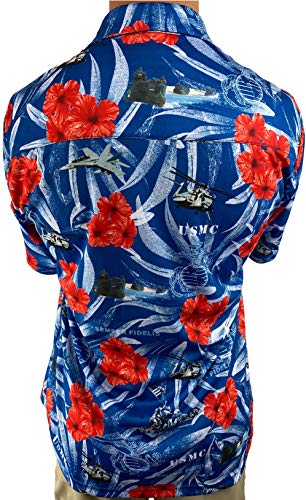 USMC Hawaiian Shirt Cool Blue USA Made3