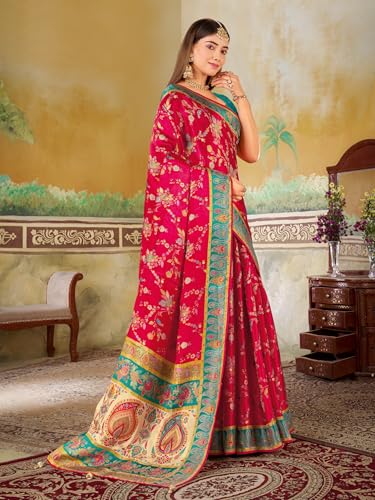 Image of Glory Sarees Women's Luxurious Dola Pure Silk Original Saree Position Print Work Madhubani Inspired Motifs Banarasi Kanjivaram Style Saree With Blouse Piece (Elegant101 Parent)