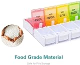 AM PM Weekly 7 Day Pill Organizer, HUAXIYAN Large Daily Pill Cases Pill Box with Easy Push Button Design for Pills/Vitamin/Fish Oil/Supplements (Rainbow) (Rainbow) - Image 5