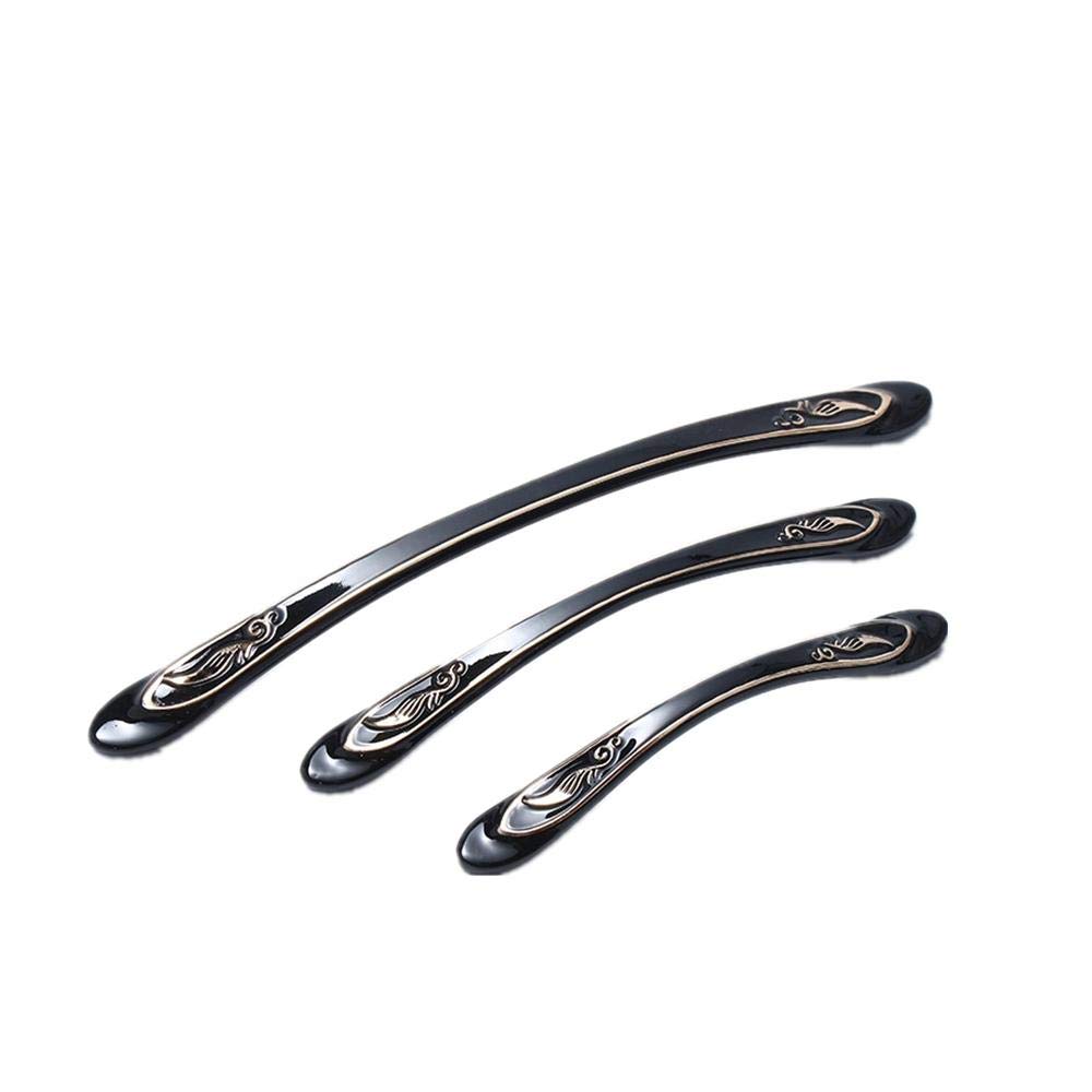 Stnyanxd 128 Black Antique Cabinet Drawer Handles 2Pcs Curved Cabinet Door Hardware Drawer Pull Wardrobe Handle Fuji Black(128 Black)