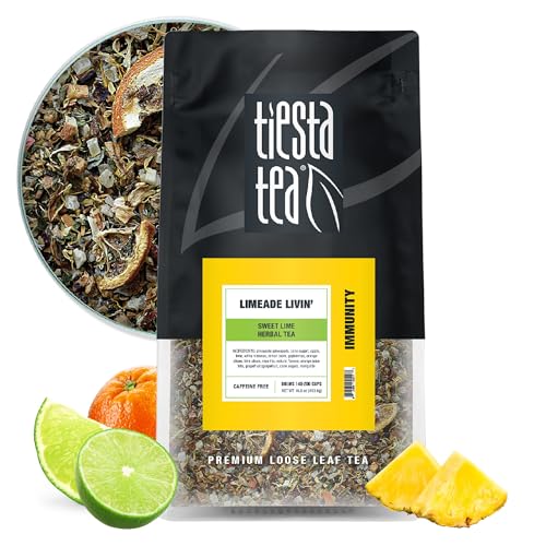 Image of Tiesta Tea - Limeade Livin, Loose Leaf, Sweet Lime Herbal Tea, Premium Non-Caffeinated Blend, Make Hot or Iced, Brews Up to 200 Cups, 16 oz Resealable Bulk Pouch