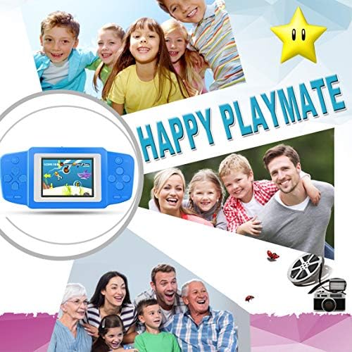 ZHISHAN Handheld Game Console for Kids with Built in 218 Classic Retro Video Games Rechargeable Portable Arcade Gaming Player Birthday for Chidren 2.5" Color Display (Blue)