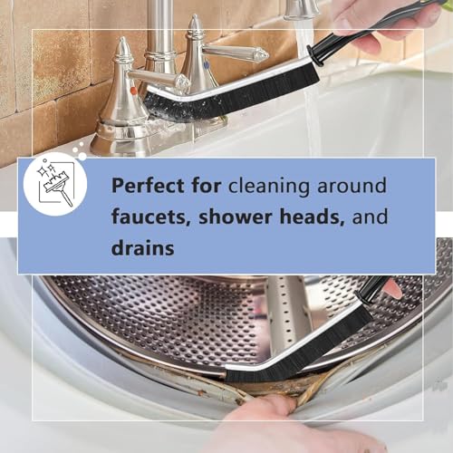 Image of Boniry Mini Gap Bathroom Cleaning Brush, Multipurpose Toilet Cleaner Brush, Hard Bristle Crevice & Tile & Window Cleaning Tools, Kitchen & Stove Cleaner Brush (3 Gap Brush, Black)