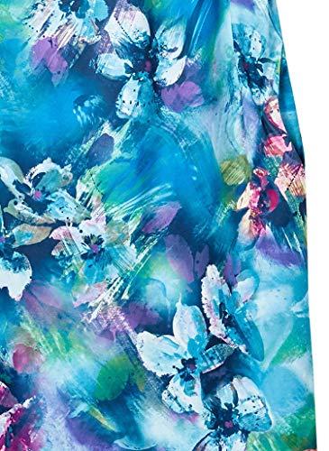 AmeriMark Women's Lounger House Dress Short Sleeve Patio Dress w/ Side Pocket Aqua Multi 1X
