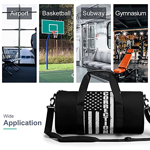 FunnyStar Thin Silver Line Flag Corrections Officer Supporter Gym Bag for Women and Men Travel Duffel Bag for Sports Print Gymbag3