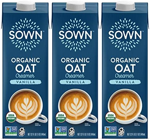 SOWN Organic Oat Creamer Vanilla - Barista Oat Milk Non Dairy Coffee Creamer - Plant Based, Dairy-Free, Vegan, Gluten-Free, Non-GMO, Shelf Stable - 32oz (Pack of 3)