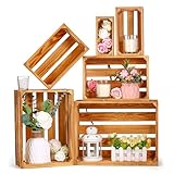 BOBOKA Set of 6 Decorative Wood Crates Nesting Storage Container, 6 Size Farmhouse Decorative Wooden Storage Boxes, Rustic Wooden Crates for Storage, Display, Christmas Decorations