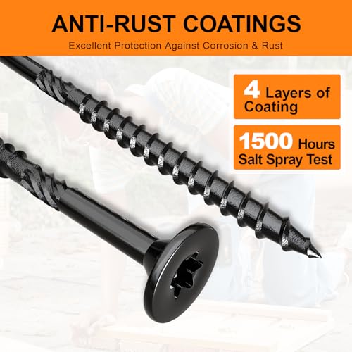 Image of #8 x 2-1 /2 inch Deck Screws, 2000Pcs Star Drive Wood Screws, Rust Resistant Timber Screws for Timber /Log /Landscaping Wood, T20 Star Bit Included, Black